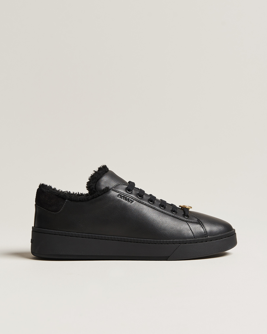 Hombres | Bally Ryver Leather Shearling Sneaker Black | Bally | Ryver Leather Shearling Sneaker Black