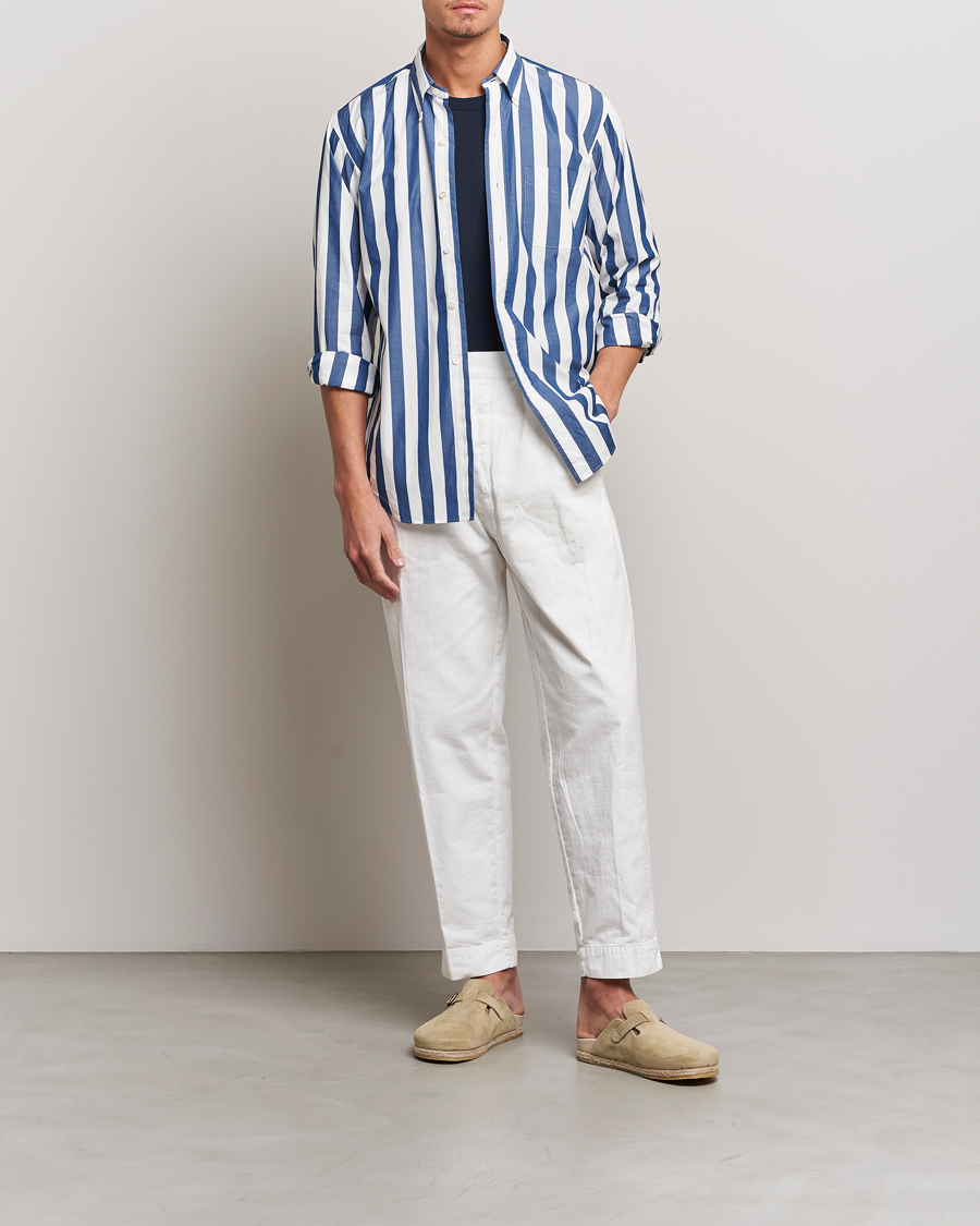 Hombres | Camisas | Kamakura Shirts | Vintage Ivy Button Down Shirt Blue Stripe