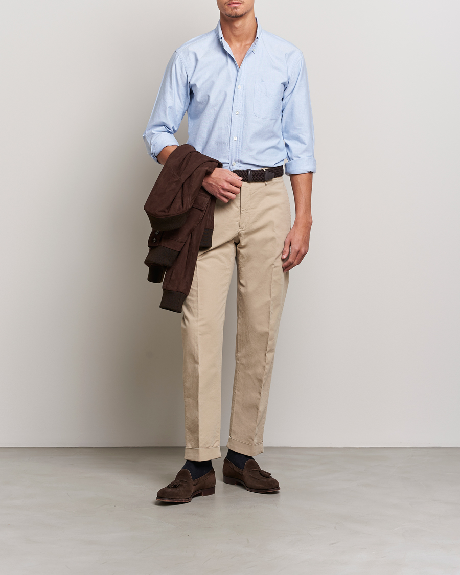 Hombres | Camisas | Kamakura Shirts | Vintage Ivy Oxford Button Down Shirt Light Blue