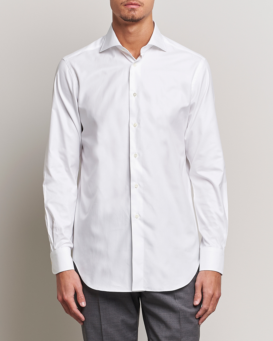 Hombres | Casual | Kamakura Shirts | Slim Fit Royal Oxford Spread Shirt White