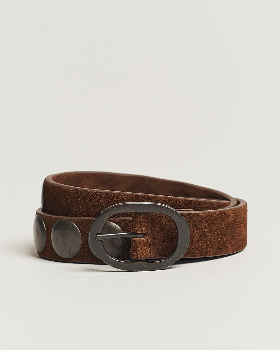 Hombres | Massimo Alba Mik Studded Suede Belt Tobacco | Massimo Alba | Mik Studded Suede Belt Tobacco
