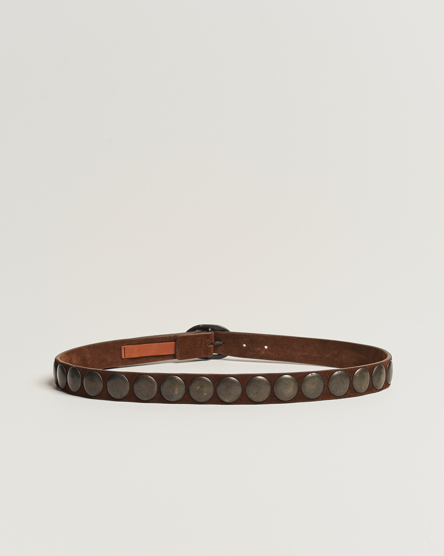 Hombres | Massimo Alba Mik Studded Suede Belt Tobacco | Massimo Alba | Mik Studded Suede Belt Tobacco