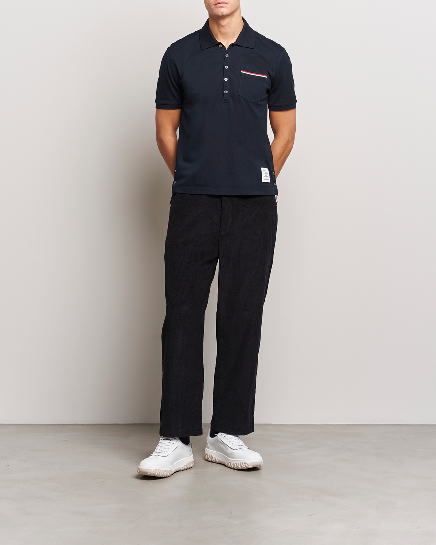 Hombres | Polos | Thom Browne | Mercerized Piquet Polo Navy
