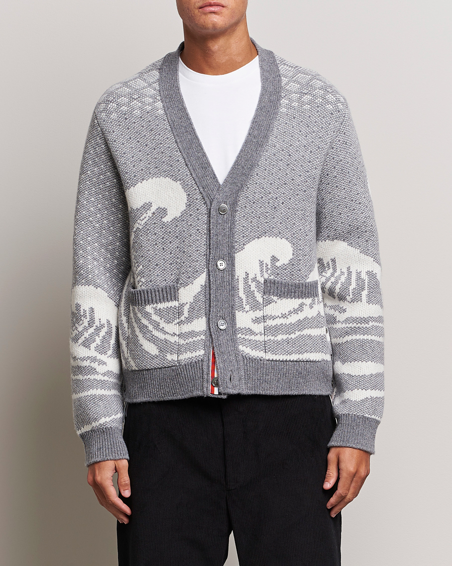 Hombres | Jerséis y prendas de punto | Thom Browne | Fair Isle Jacquard Cardigan Grey
