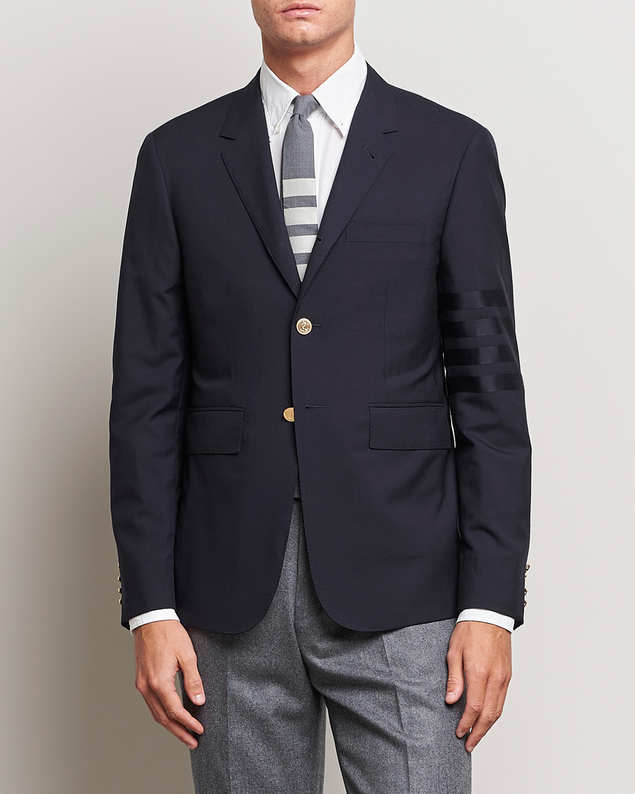 Hombres | Blazers | Thom Browne | Tonal 4 Bar Wool Blazer Navy