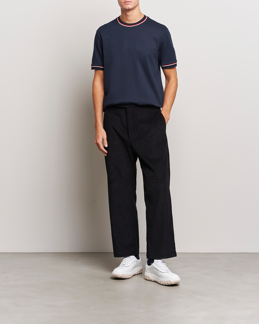 Hombres | Camisetas | Thom Browne | RWB Stripe Short Sleeve T-Shirt Navy
