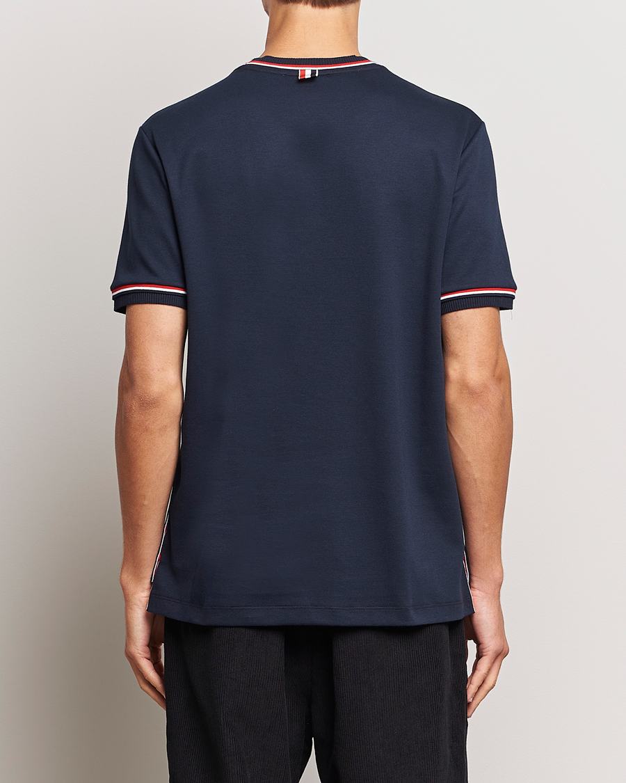 Hombres | Camisetas | Thom Browne | RWB Stripe Short Sleeve T-Shirt Navy