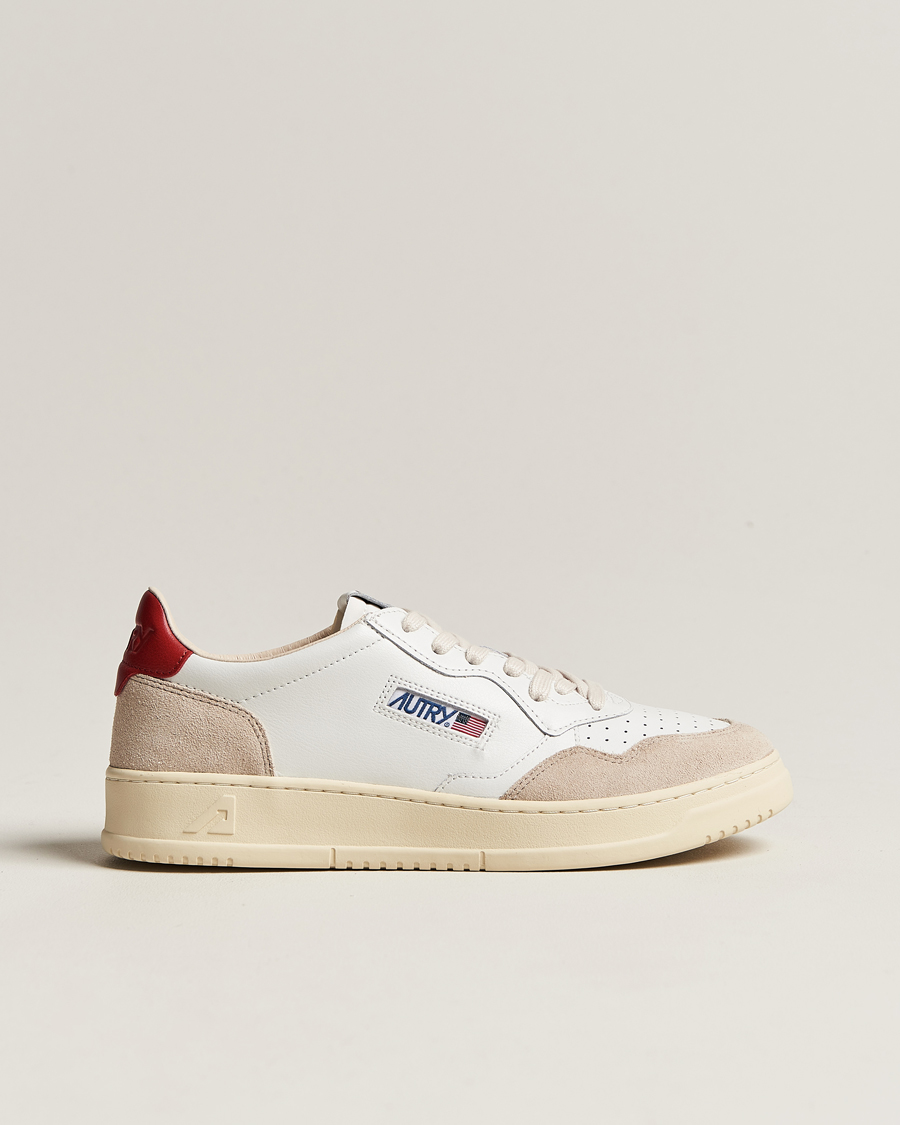 Hombres | Autry Medalist Low Super Soft Leather Sneaker White/Red | Autry | Medalist Low Super Soft Leather Sneaker White/Red