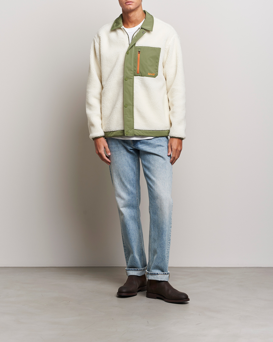 Hombres | Jerséis y prendas de punto | Levi's | Buchanan Sherpa Jacket White/Green