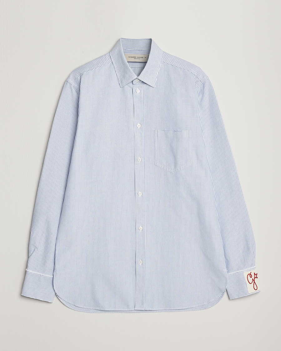 Hombres | Camisas | Golden Goose | Deluxe Brand Regular Fit Striped Oxford Shirt Light Blue