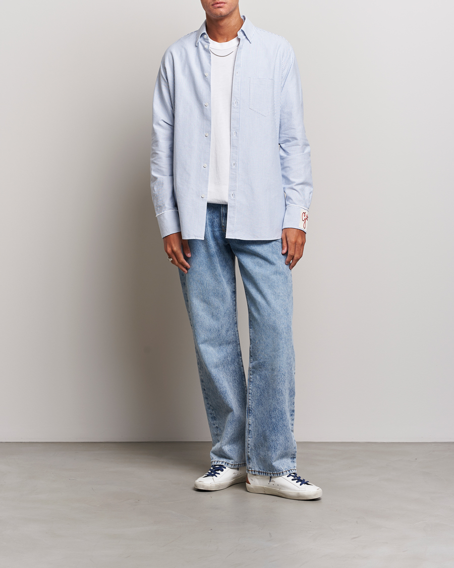 Hombres | Camisas | Golden Goose | Deluxe Brand Regular Fit Striped Oxford Shirt Light Blue