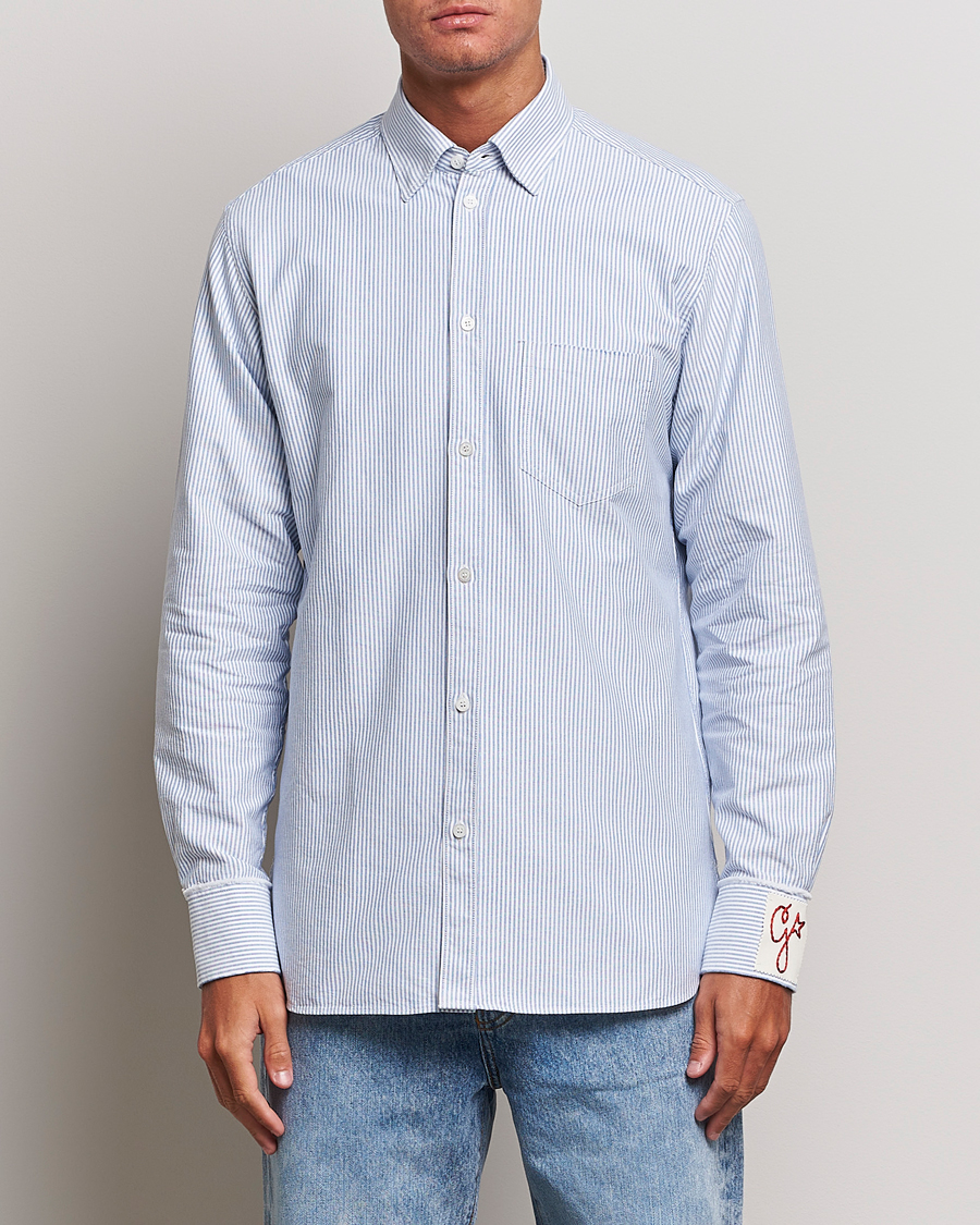Hombres | Camisas | Golden Goose | Deluxe Brand Regular Fit Striped Oxford Shirt Light Blue