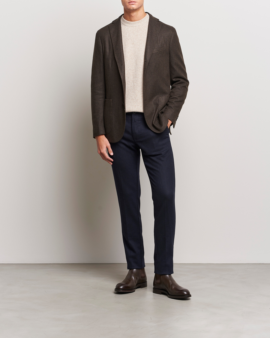 Hombres | Blazers | Boglioli | K Jacket Wool Herringbone Blazer Dark Brown