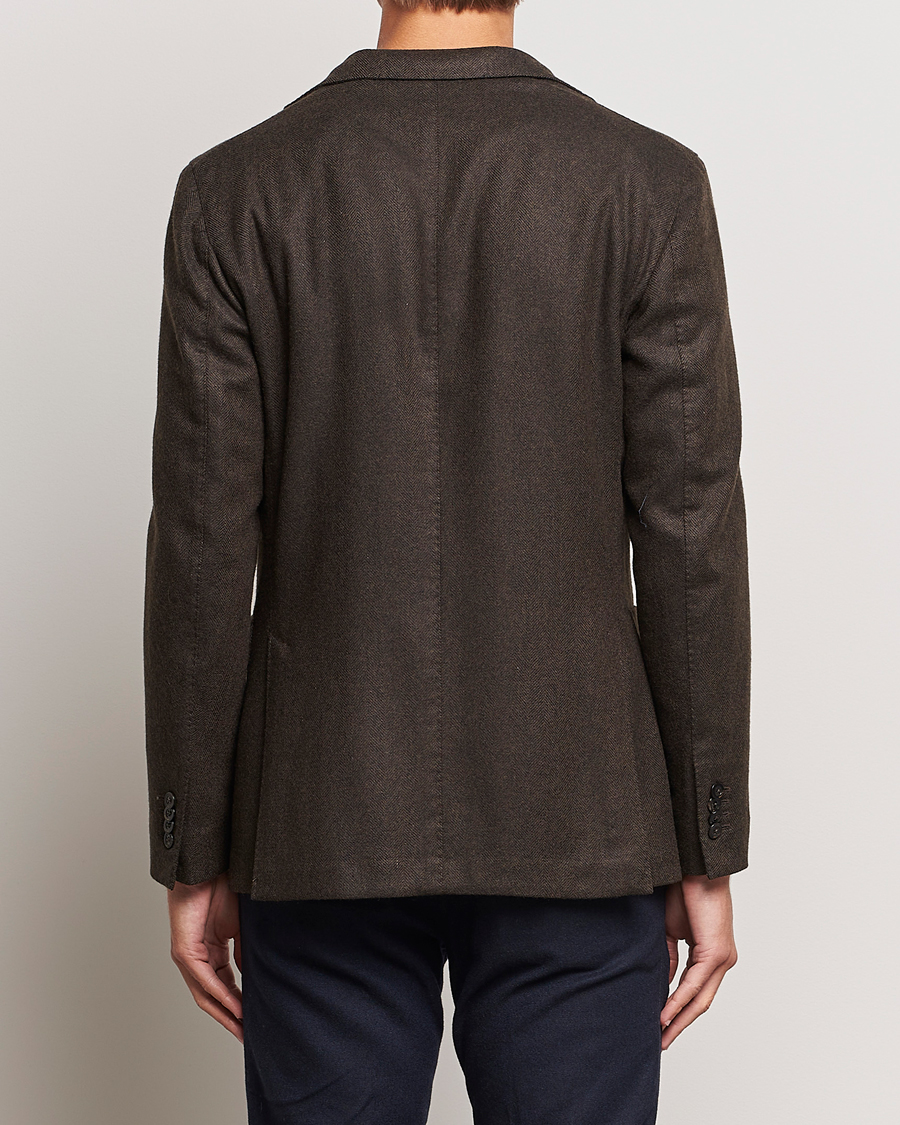Hombres | Blazers | Boglioli | K Jacket Wool Herringbone Blazer Dark Brown