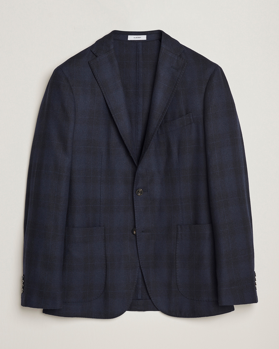 Hombres | Blazers | Boglioli | K Jacket Wool Herringbone Blazer Navy
