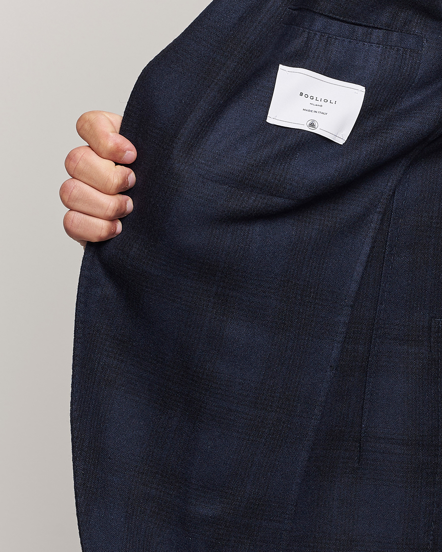 Hombres | Blazers | Boglioli | K Jacket Wool Herringbone Blazer Navy