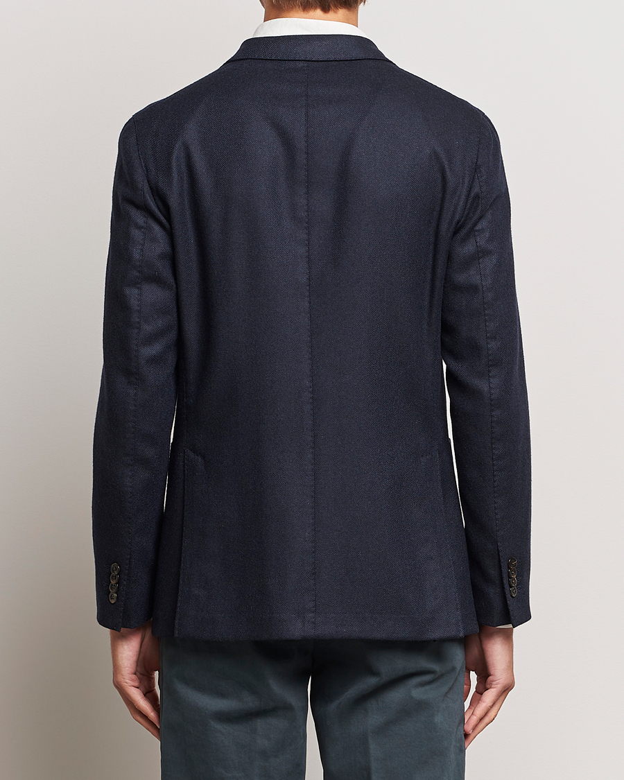 Hombres | Blazers | Boglioli | K Jacket Dyed Flannel Check Blazer Navy