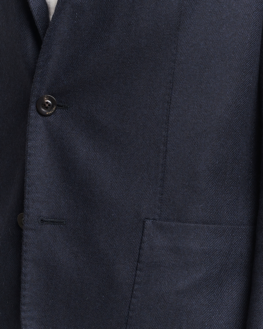 Hombres | Blazers | Boglioli | K Jacket Dyed Flannel Check Blazer Navy