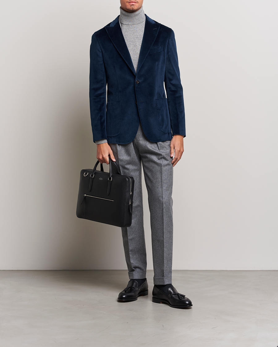 Hombres | Blazers | Boglioli | K Jacket Peak Lapel Velvet Blazer Navy