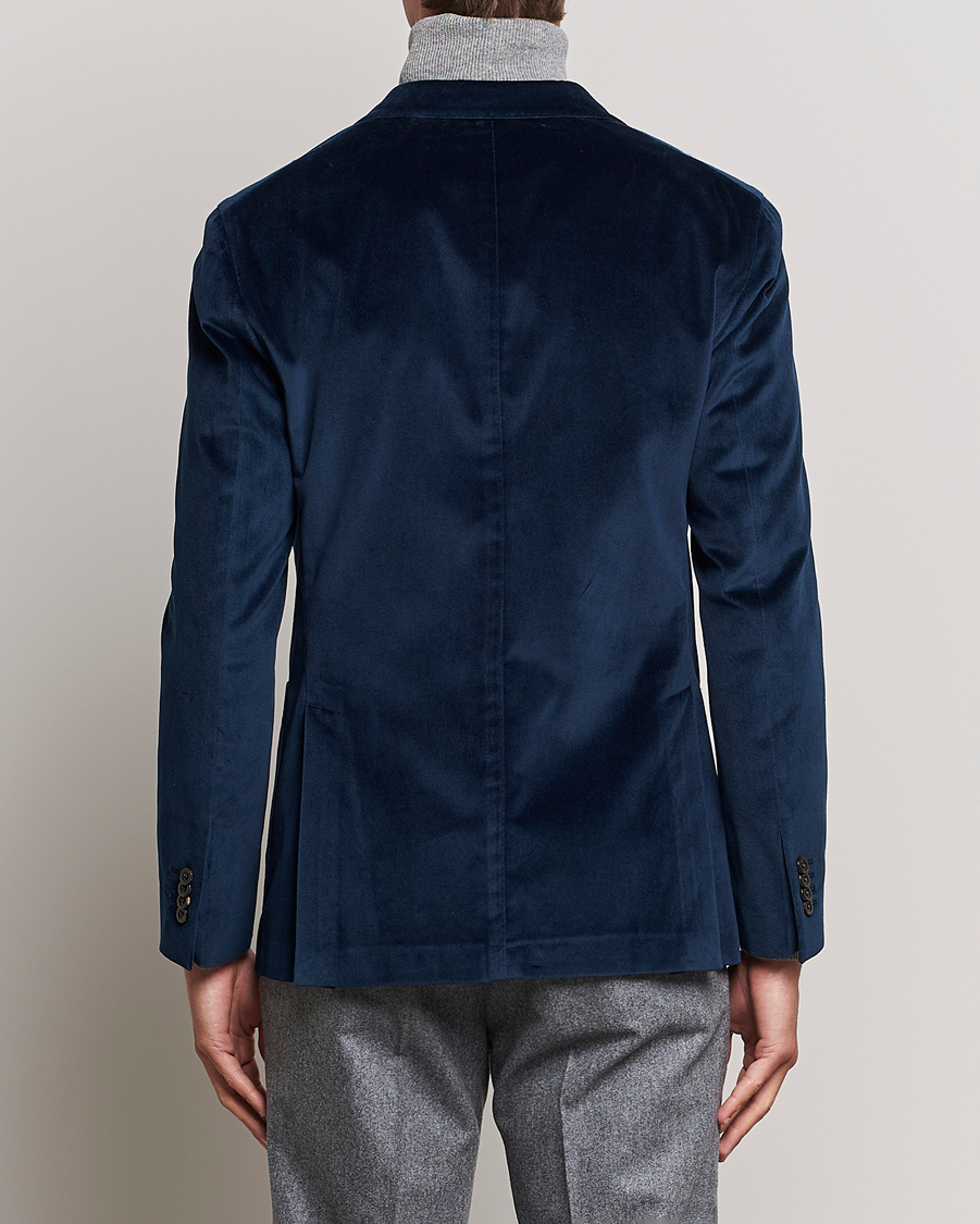 Hombres | Blazers | Boglioli | K Jacket Peak Lapel Velvet Blazer Navy