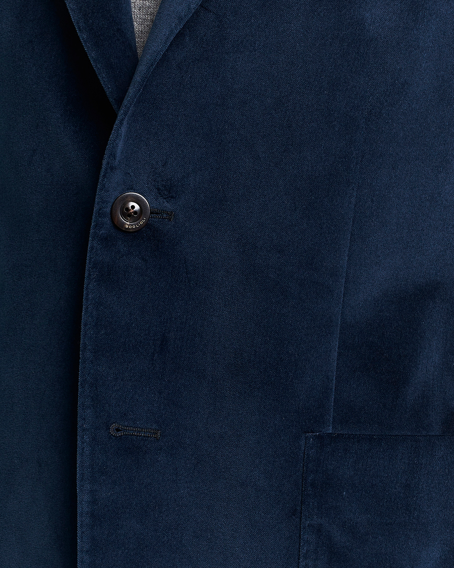 Hombres | Blazers | Boglioli | K Jacket Peak Lapel Velvet Blazer Navy