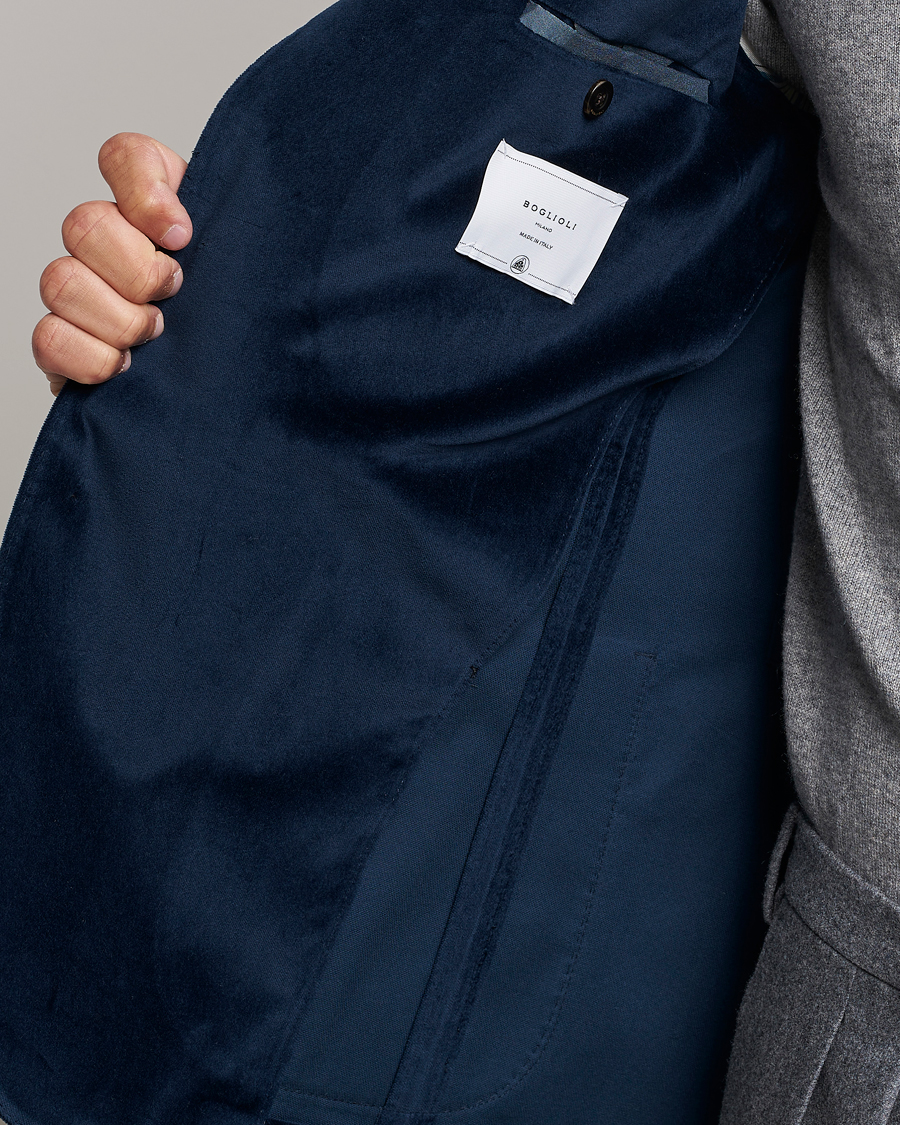 Hombres | Blazers | Boglioli | K Jacket Peak Lapel Velvet Blazer Navy