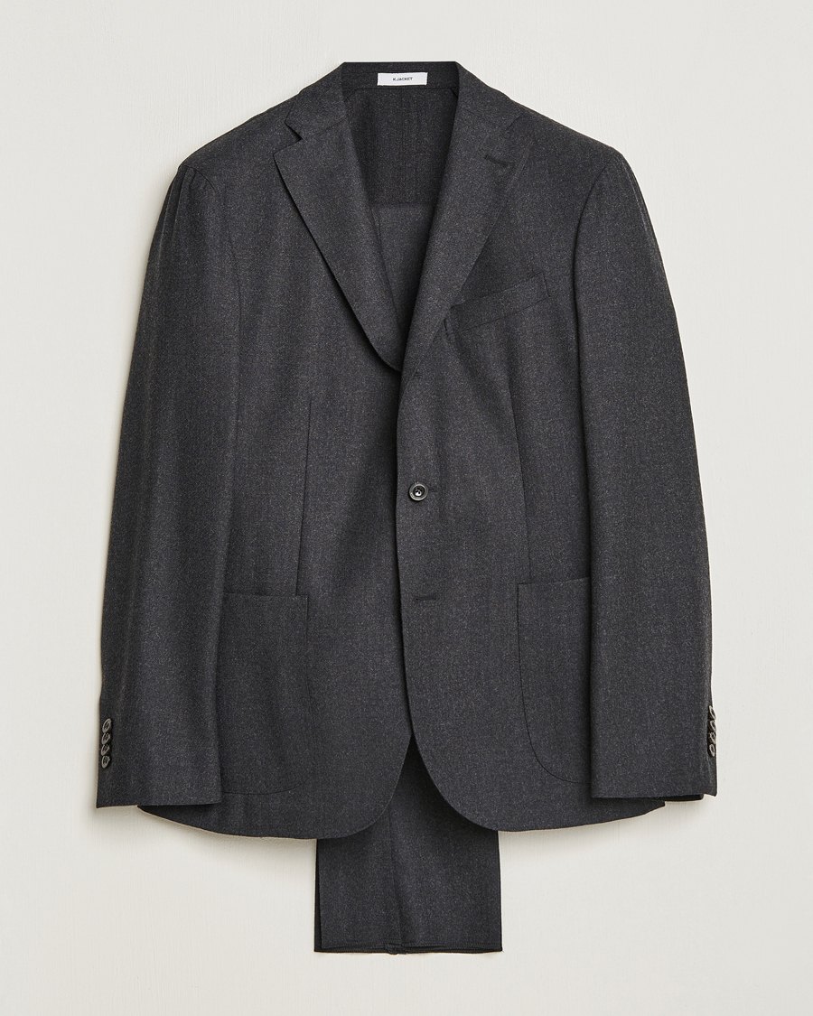 Hombres | Trajes | Boglioli | K Jacket Light Flannel Suit Dark Grey