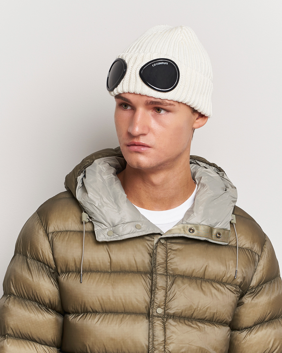 Hombres | C.P. Company Knitted Merino Goggle Beanie White | C.P. Company | Knitted Merino Goggle Beanie White