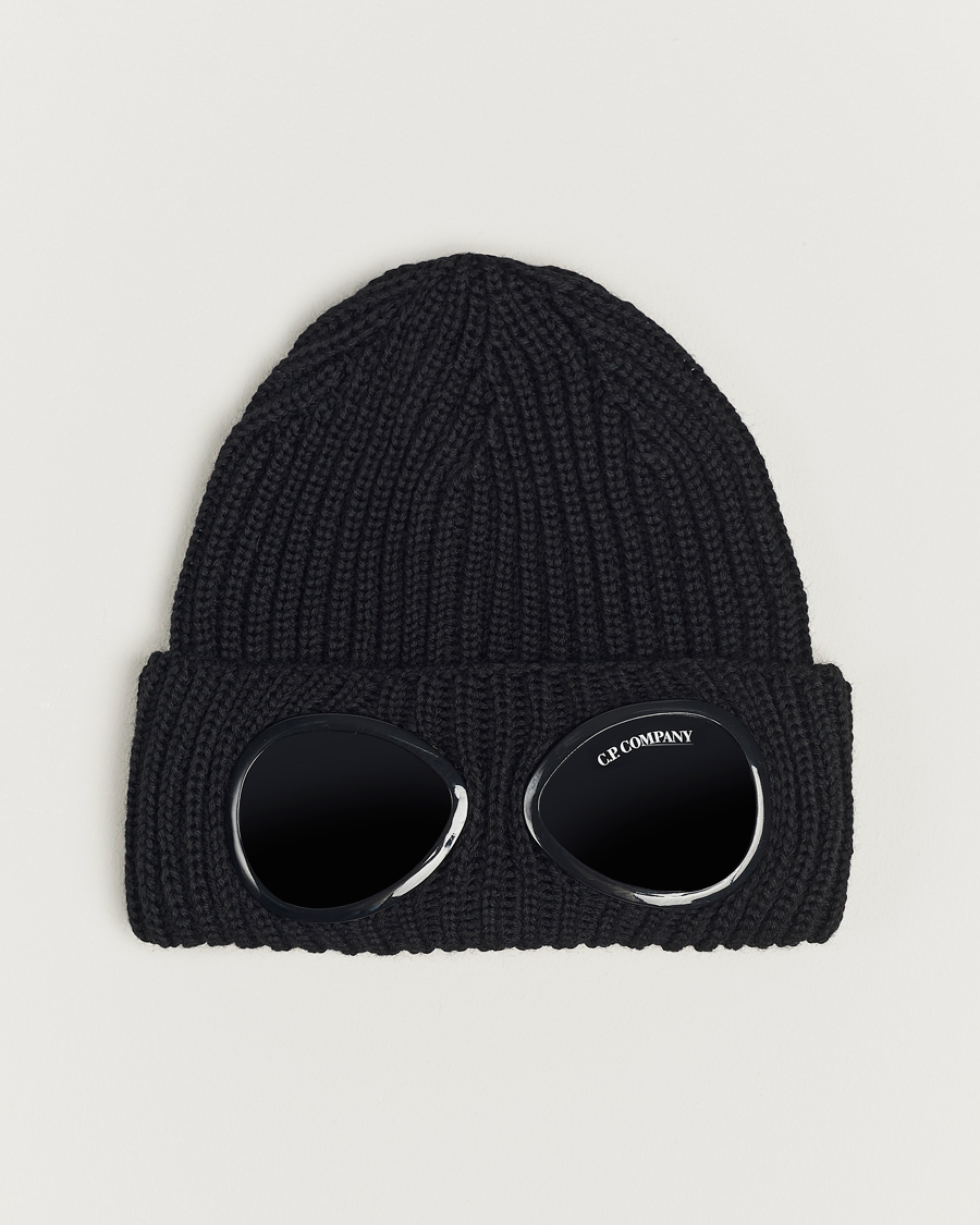Hombres | C.P. Company Knitted Merino Goggle Beanie Black | C.P. Company | Knitted Merino Goggle Beanie Black