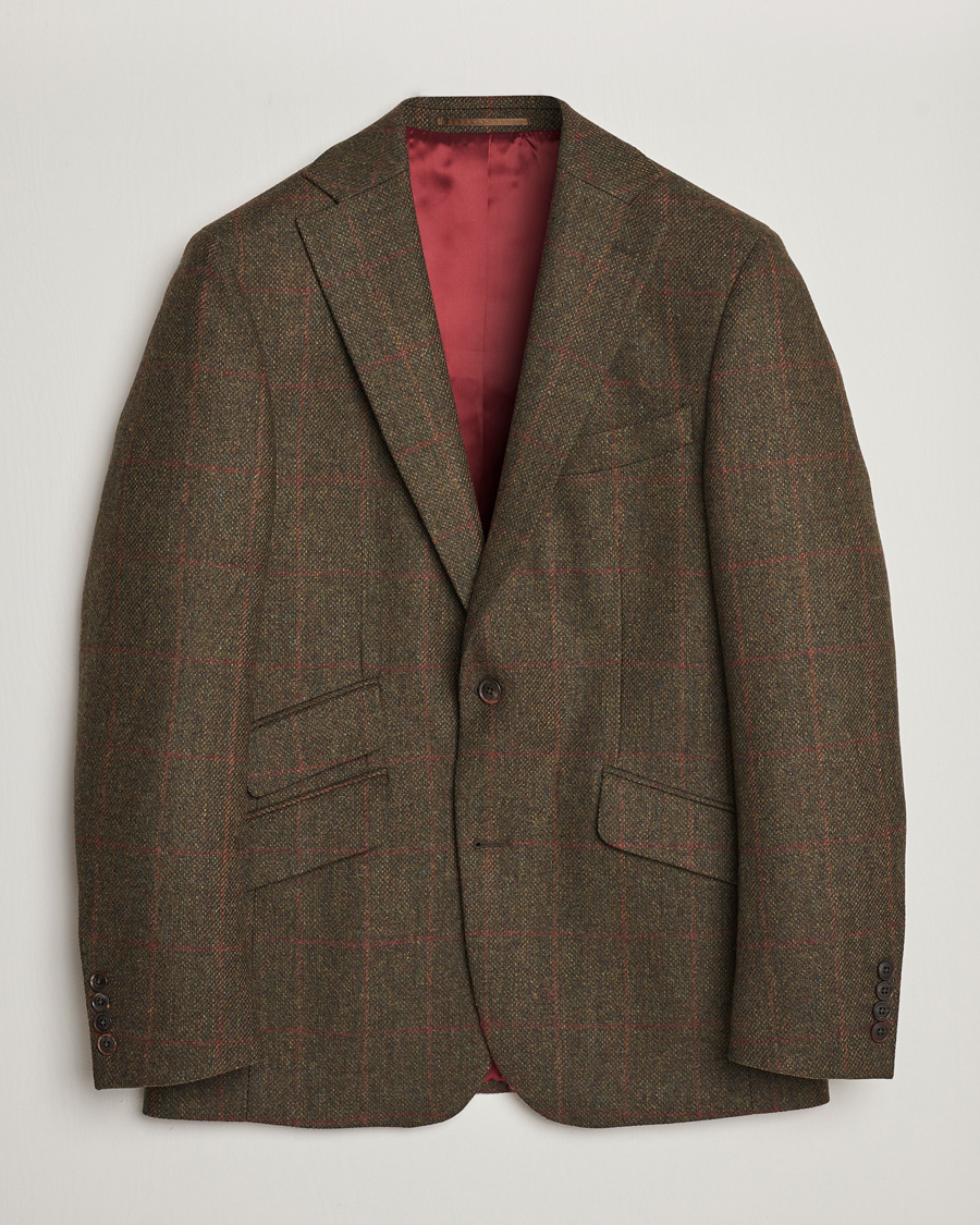Hombres | Blazers | Walker Slater | Edward Lambswool Windowpane Blazer Green