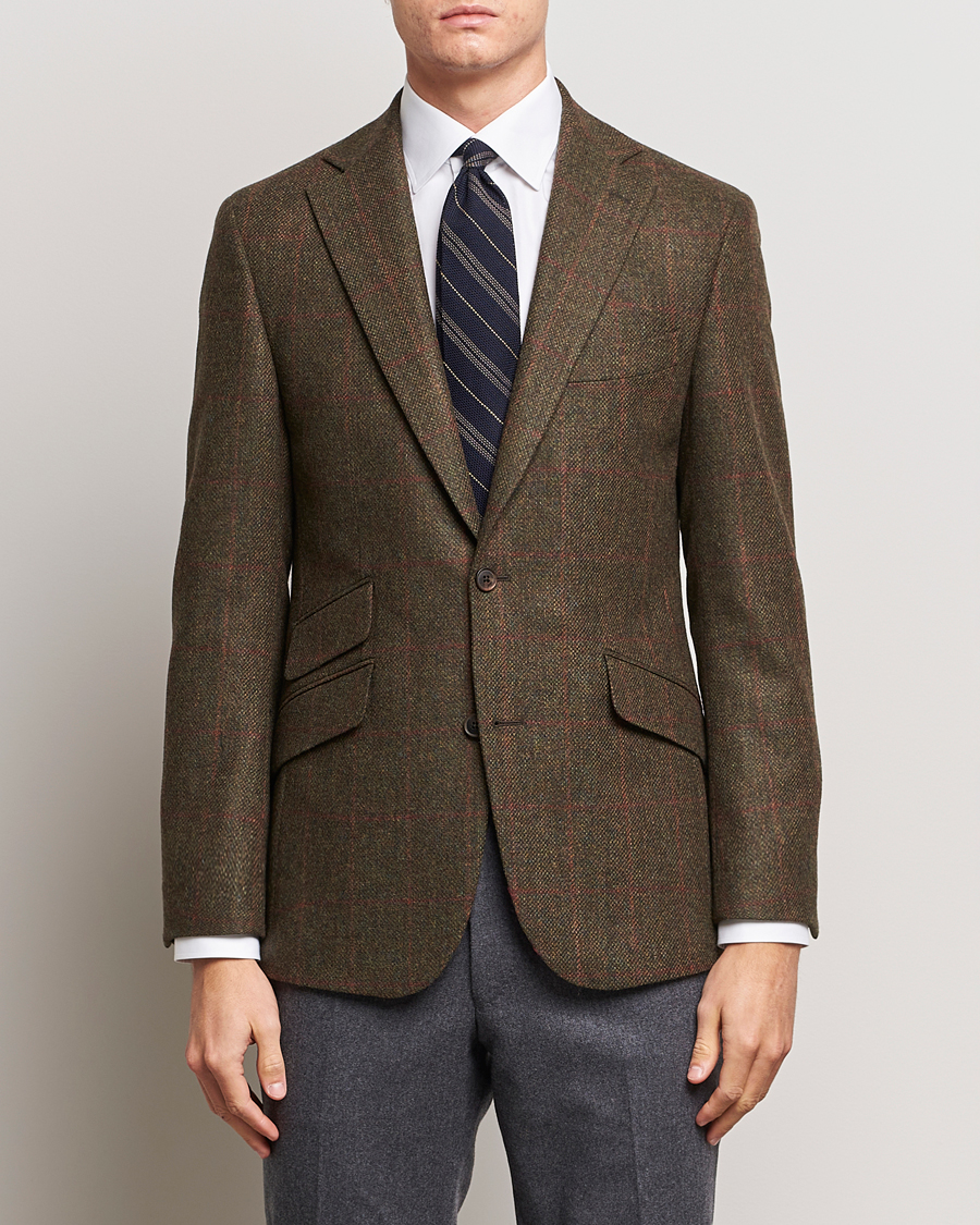 Hombres | Blazers | Walker Slater | Edward Lambswool Windowpane Blazer Green