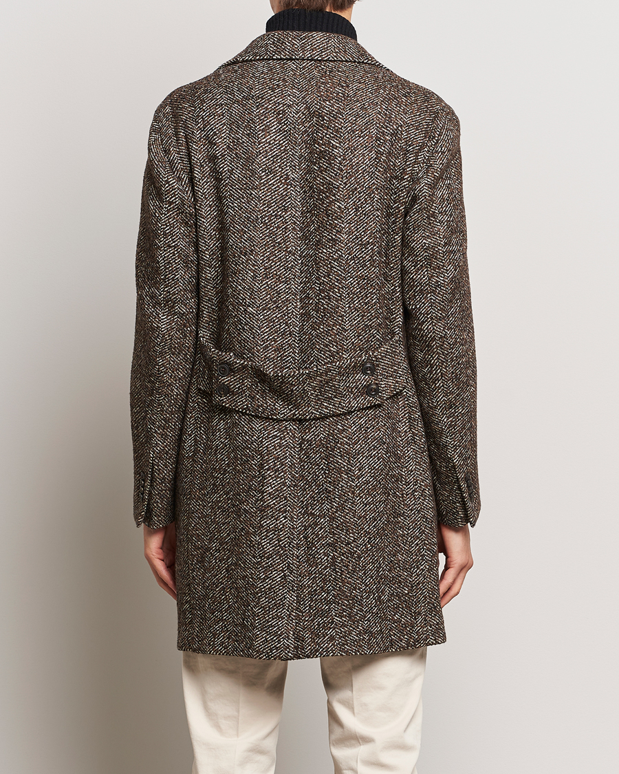 Hombres | Abrigos y chaquetas | L.B.M. 1911 | Double Breasted Herringbone Wool Coat Brown