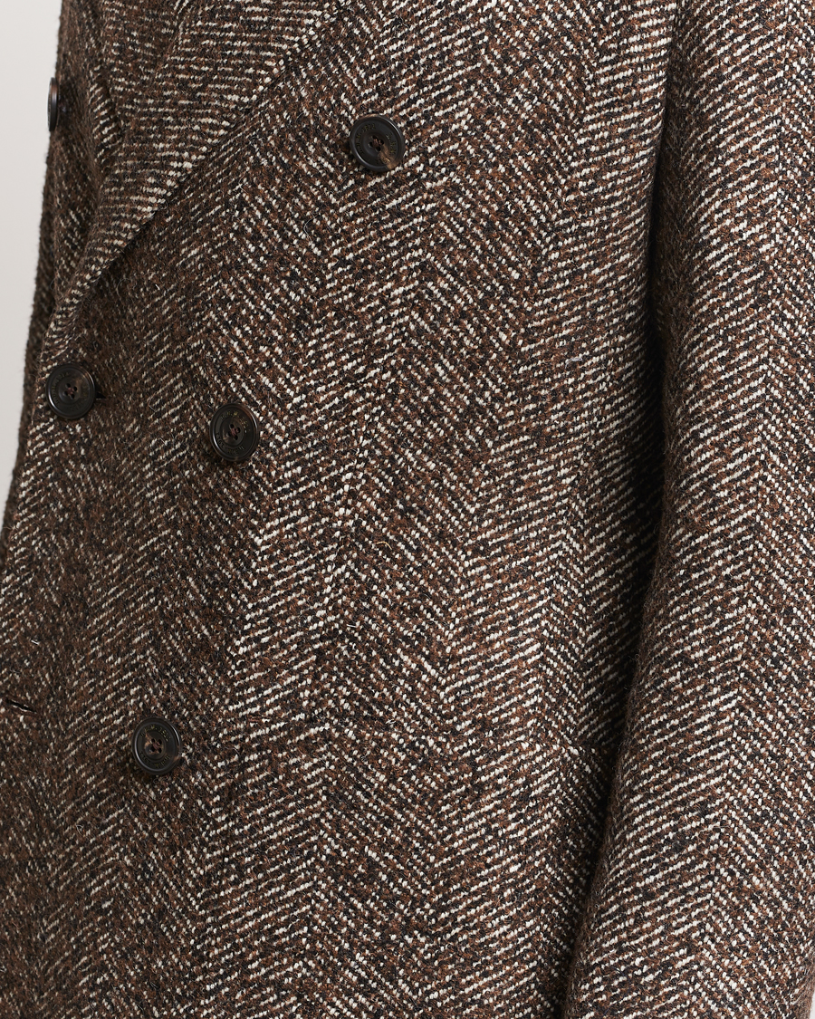 Hombres | Abrigos y chaquetas | L.B.M. 1911 | Double Breasted Herringbone Wool Coat Brown