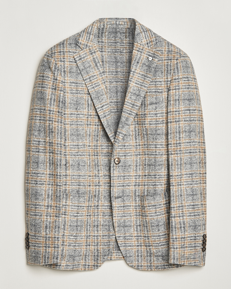 Hombres | Blazers | L.B.M. 1911 | Jack Checked Cotton/Wool Jersey Blazer Grey