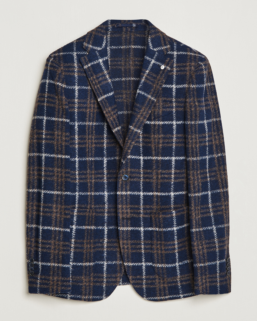 Hombres | Blazers | L.B.M. 1911 | Jack Checked Wool Jersey Blazer Navy