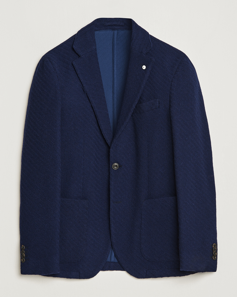 Hombres | Blazers | L.B.M. 1911 | Knitted Punto Wool Structure Blazer Navy