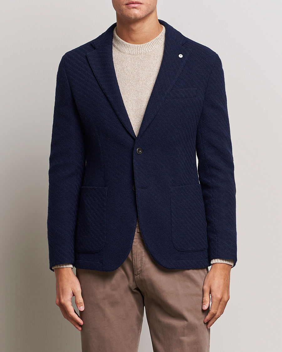 Hombres | Blazers | L.B.M. 1911 | Knitted Punto Wool Structure Blazer Navy