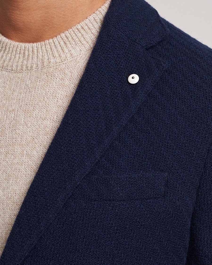 Hombres | Blazers | L.B.M. 1911 | Knitted Punto Wool Structure Blazer Navy