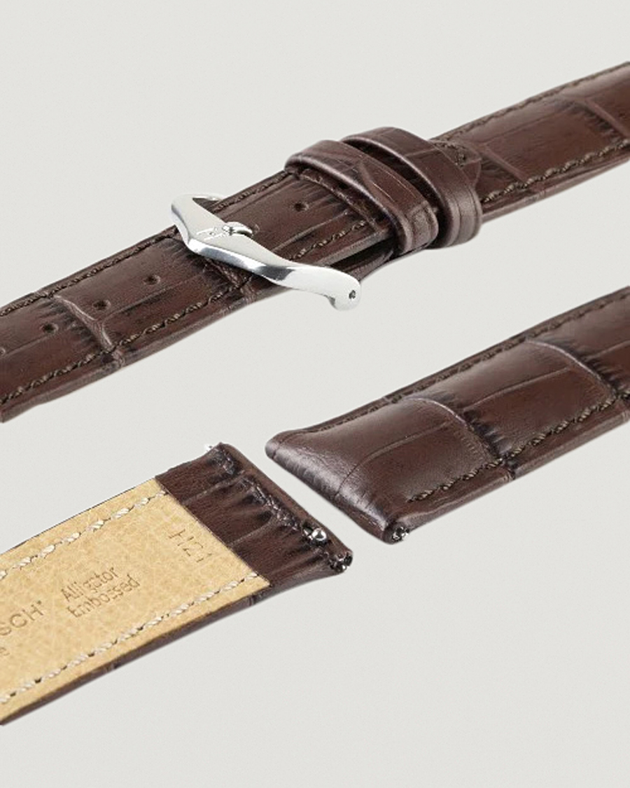 Hombres | Correas de reloj | HIRSCH | Duke Embossed Leather Watch Strap Brown