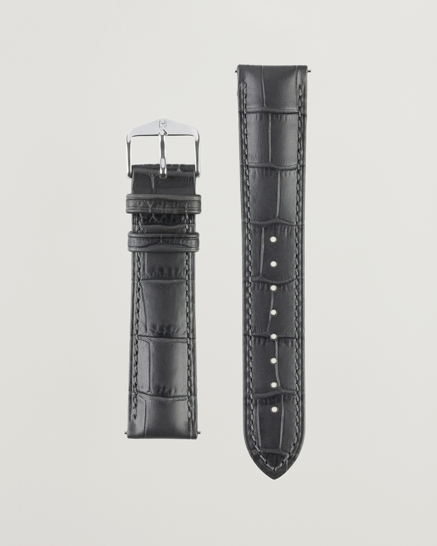 Hombres | Correas de reloj | HIRSCH | Duke Embossed Leather Watch Strap Grey