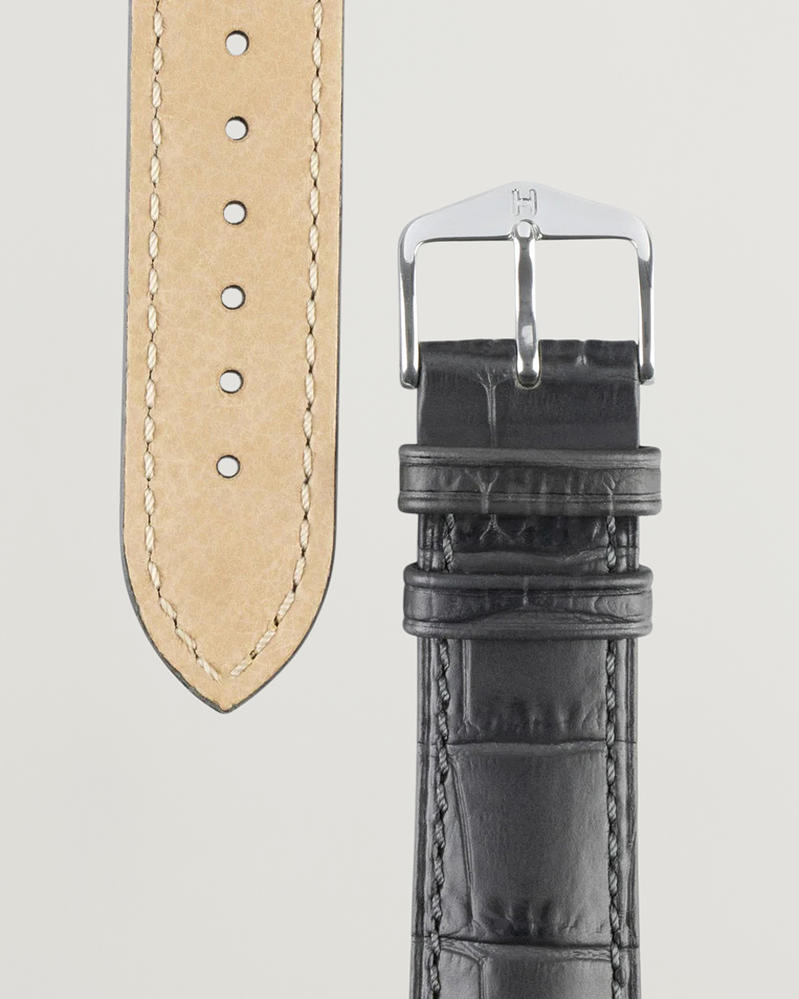 Hombres | Correas de reloj | HIRSCH | Duke Embossed Leather Watch Strap Grey
