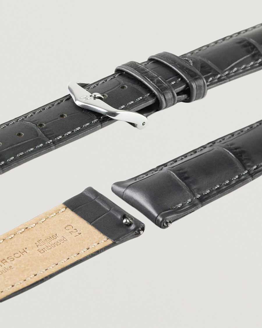 Hombres | Correas de reloj | HIRSCH | Duke Embossed Leather Watch Strap Grey