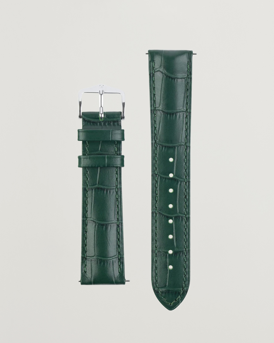 Hombres | Correas de reloj | HIRSCH | Duke Embossed Leather Watch Strap Green