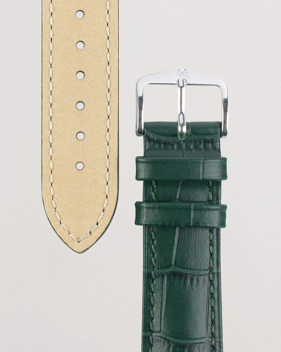 Hombres | HIRSCH | HIRSCH | Duke Embossed Leather Watch Strap Green