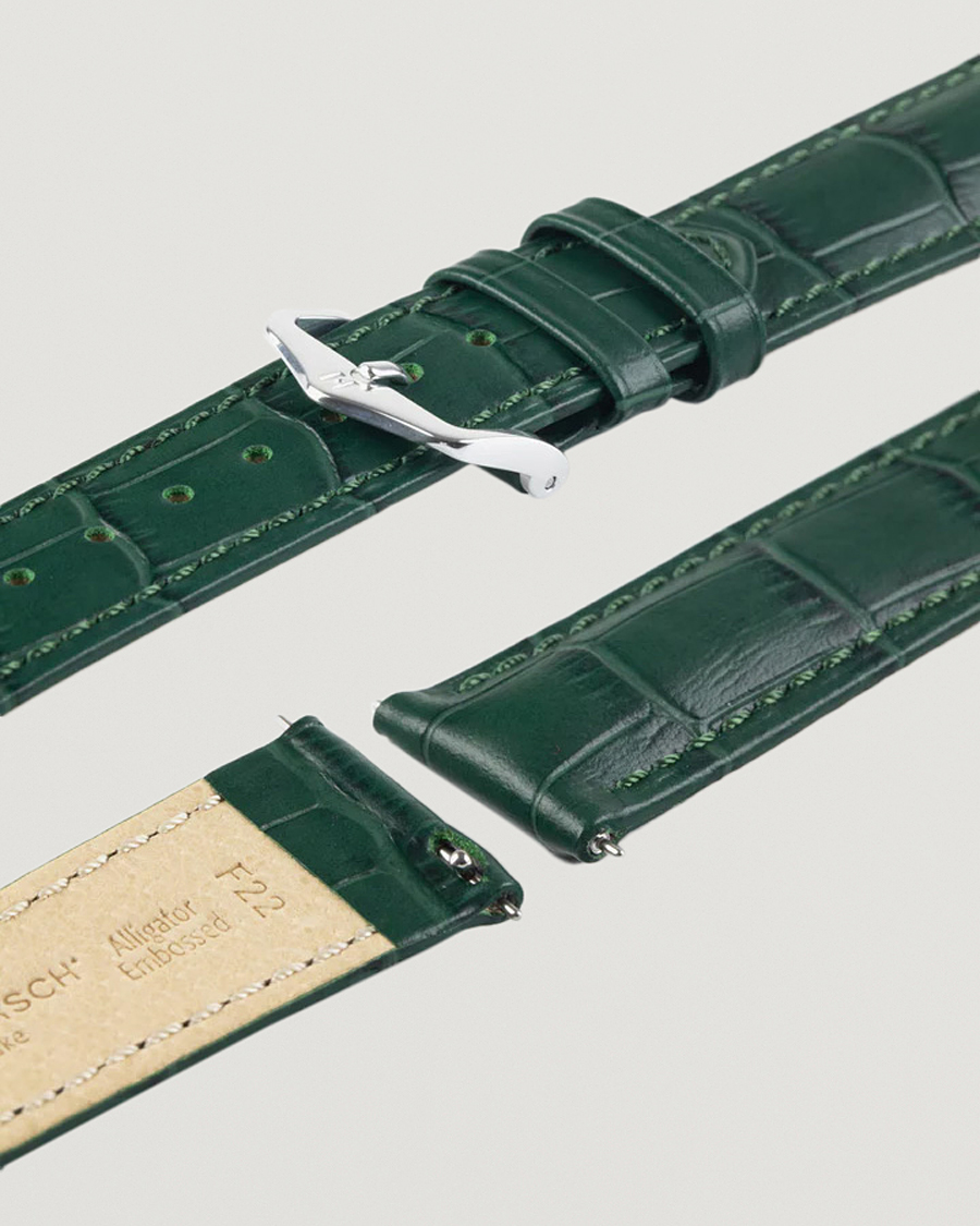 Hombres | Correas de reloj | HIRSCH | Duke Embossed Leather Watch Strap Green