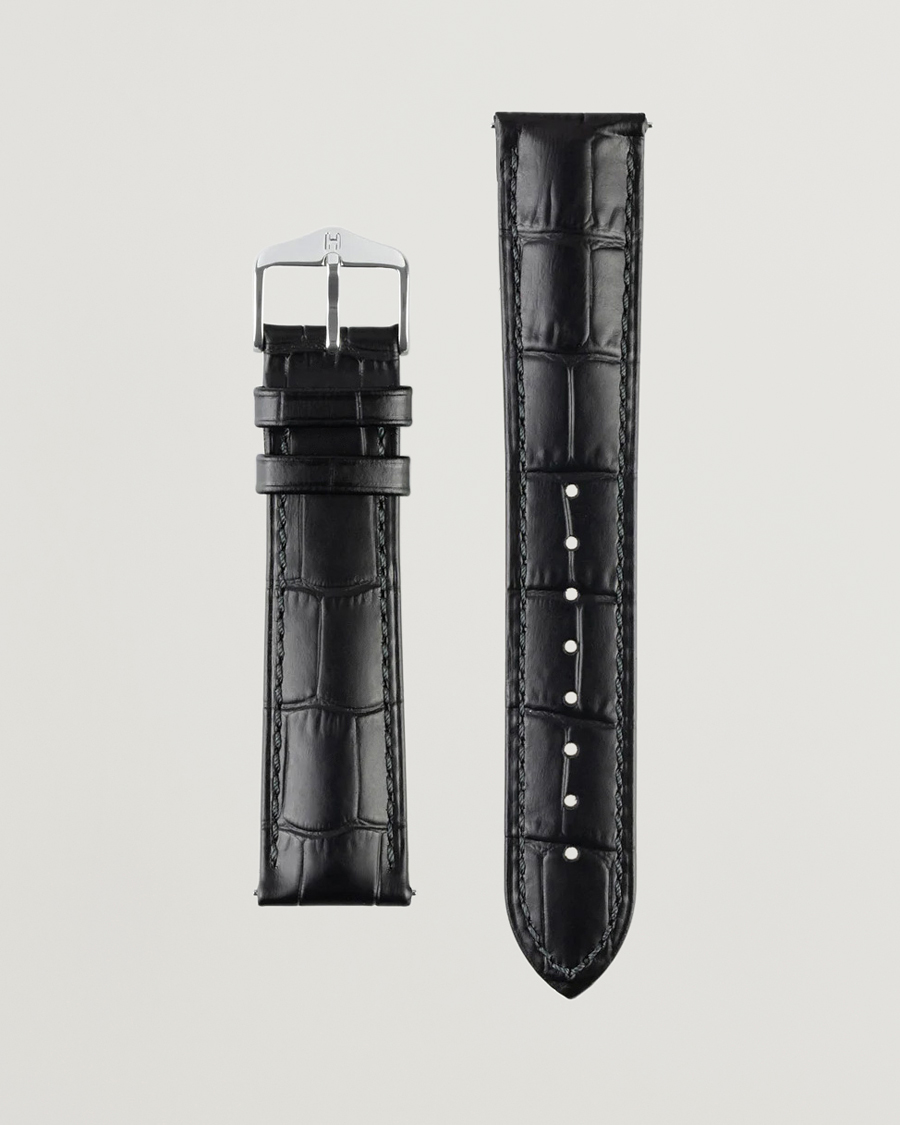 Hombres | Correas de reloj | HIRSCH | Duke Embossed Leather Watch Strap Black