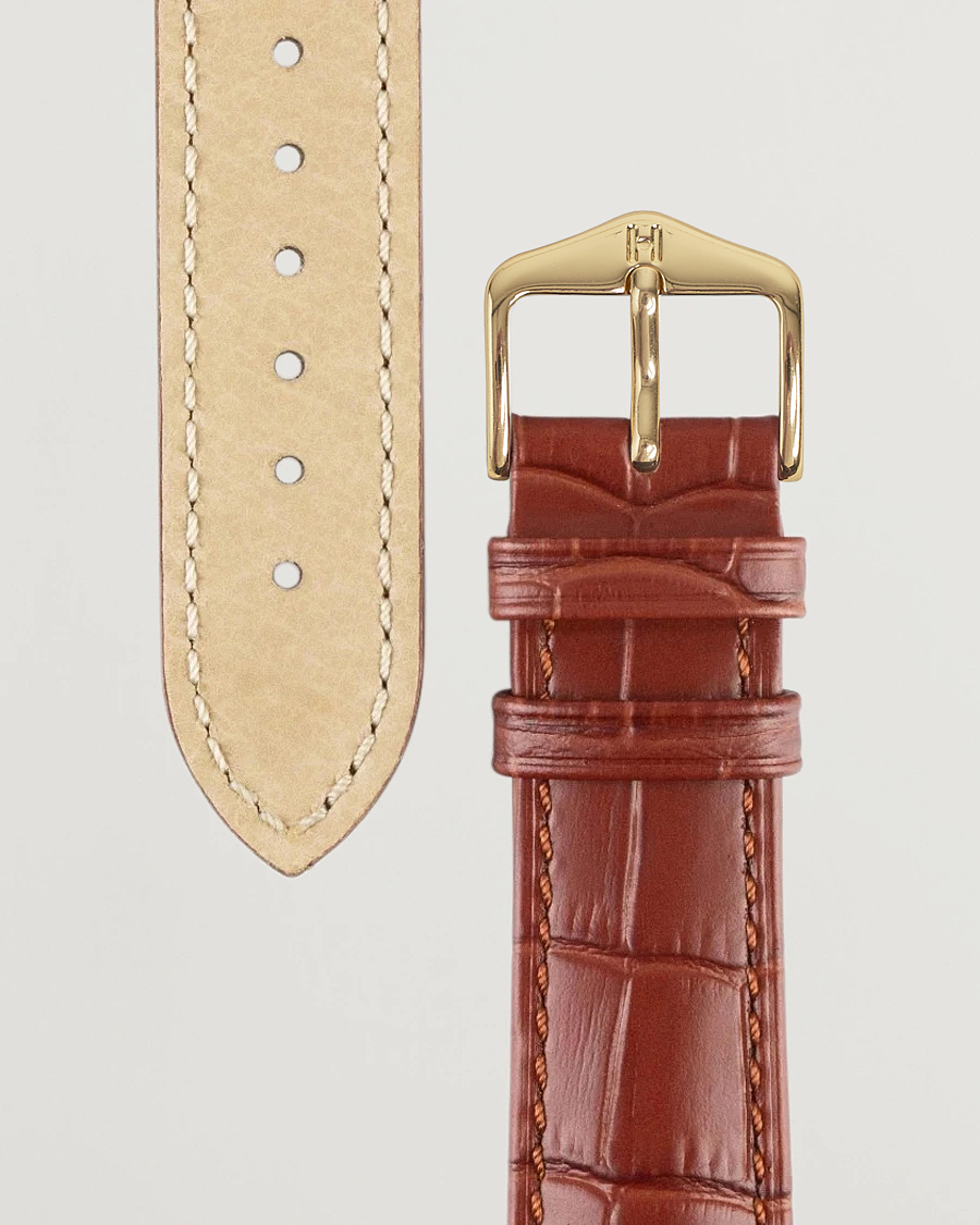 Hombres |  | HIRSCH | Duke Embossed Leather Watch Strap Golden Brown