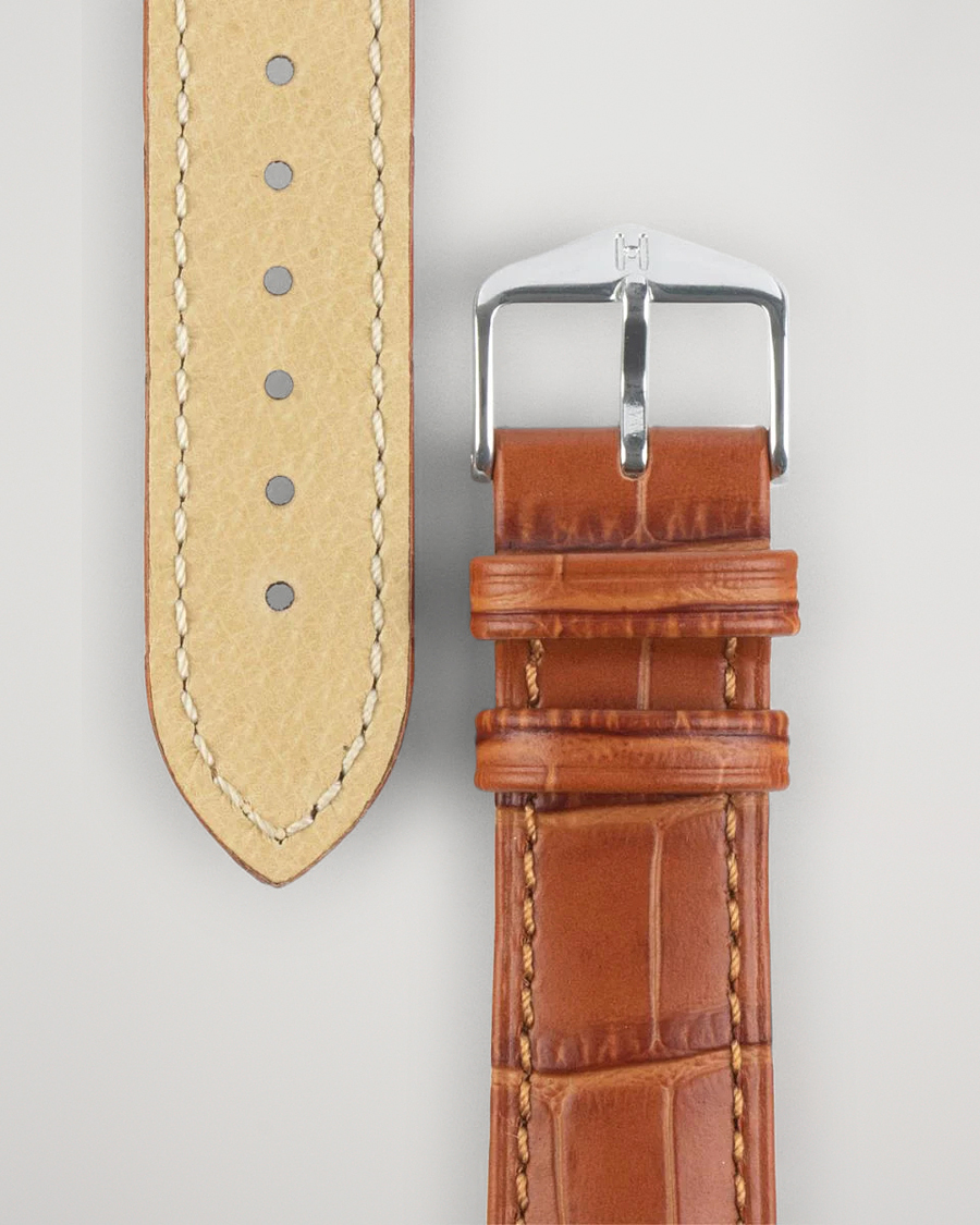 Hombres |  | HIRSCH | Duke Embossed Leather Watch Strap Honey Brown