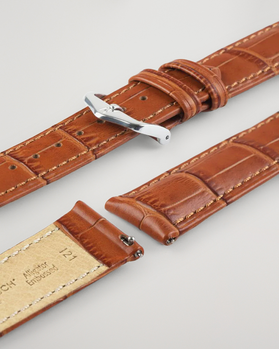 Hombres | Correas de reloj | HIRSCH | Duke Embossed Leather Watch Strap Honey Brown