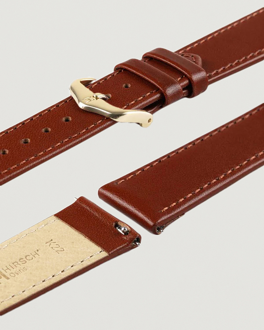 Hombres | Correas de reloj | HIRSCH | Osiris Calf Leather Watch Strap Mid Brown